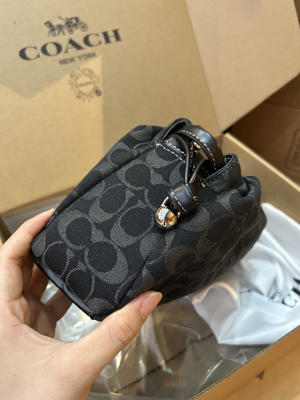 Coach Black Signature Denim Small Shoulder Underarm Bag - Picture 4 of 12